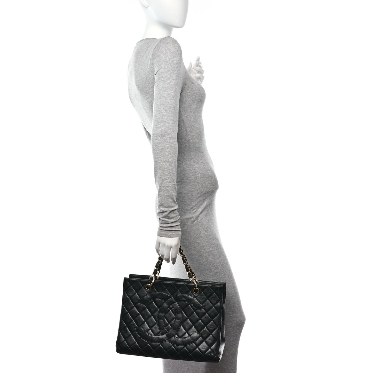Lambskin Quilted Grand Shopping Tote GST Black