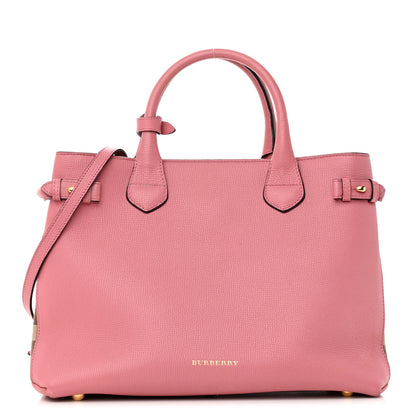 Burberry Grainy Calfskin House Check Medium Banner Tote Mauve Pink 1 of 18