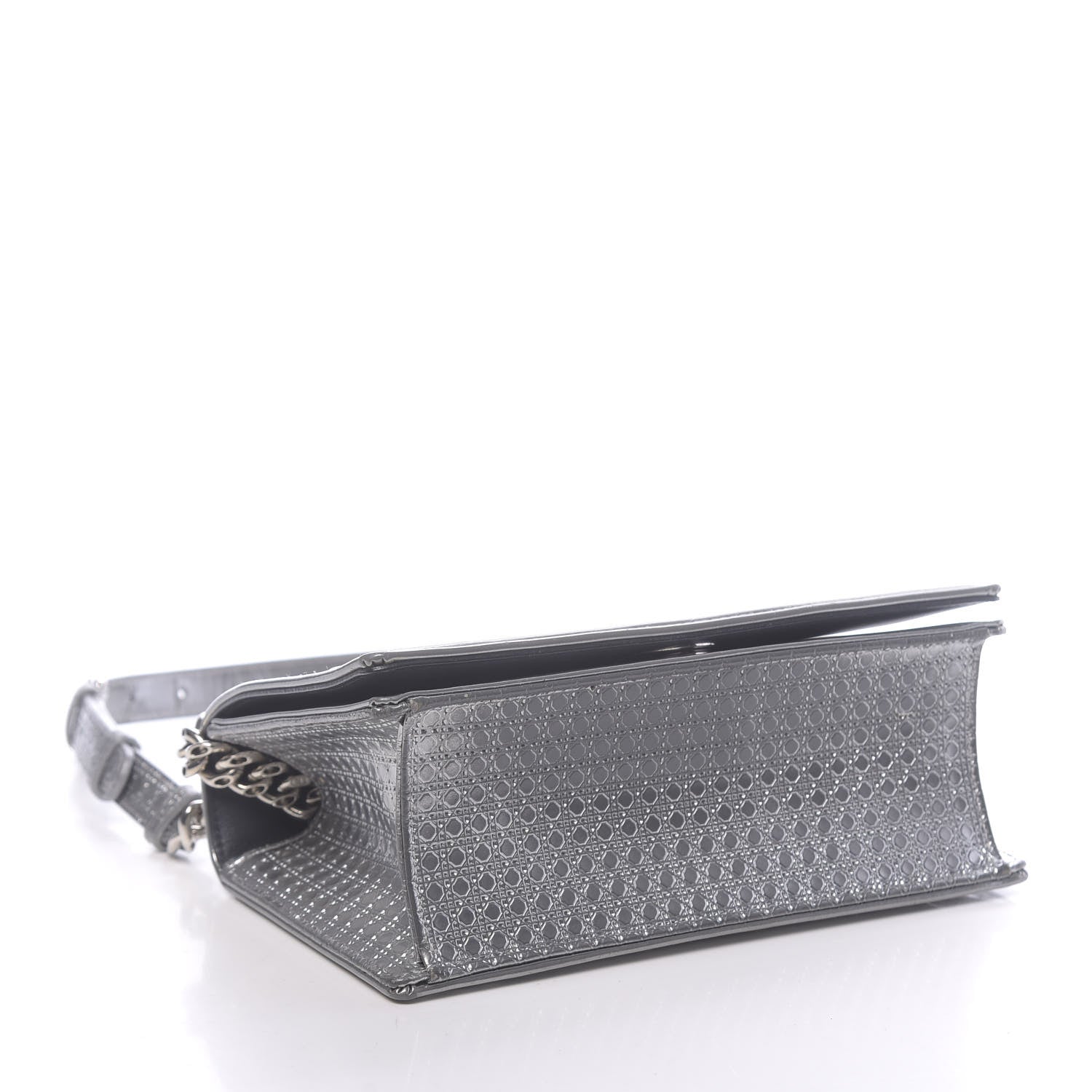 Christian Dior Metallic Patent Micro-Cannage Small Diorama Flap Bag Silver 4 of 12