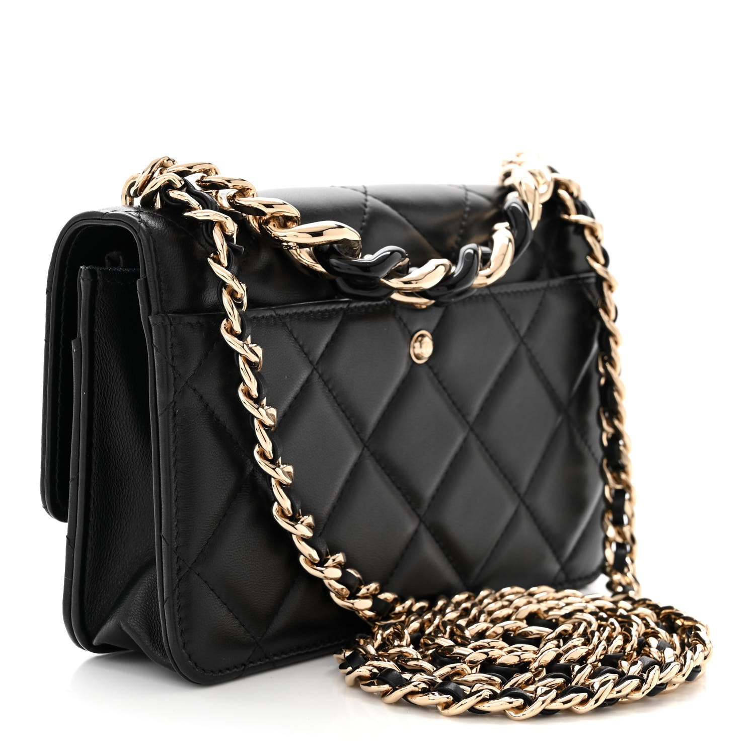 Chanel Lambskin Plexi Quilted Wallet On Chain WOC Black 3 of 12