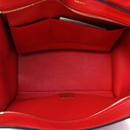 Celine Drummed Calfskin Suede Medium Trapeze Coquelicot 4 of 4
