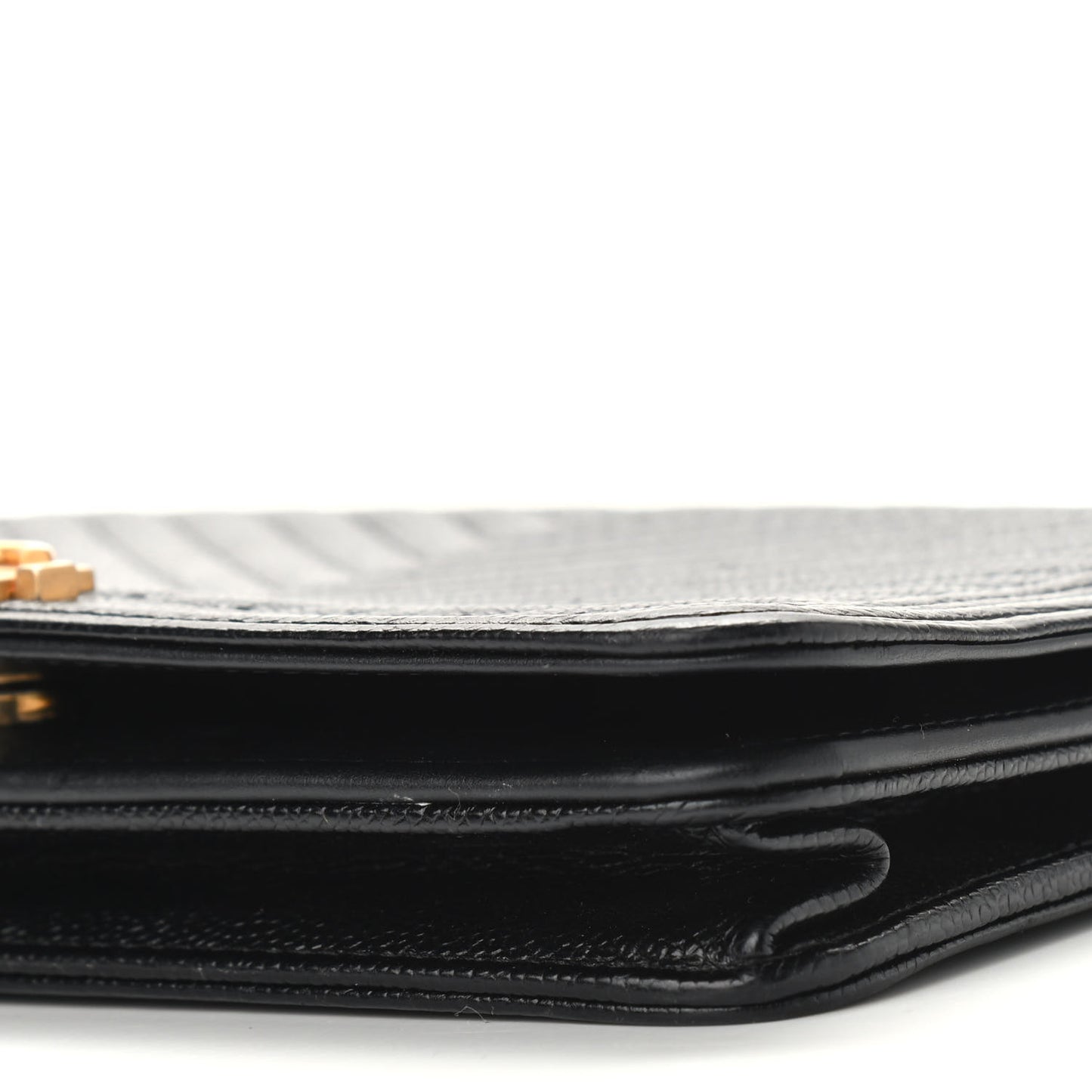 Caviar Chevron Quilted Boy Wallet On Chain WOC Black