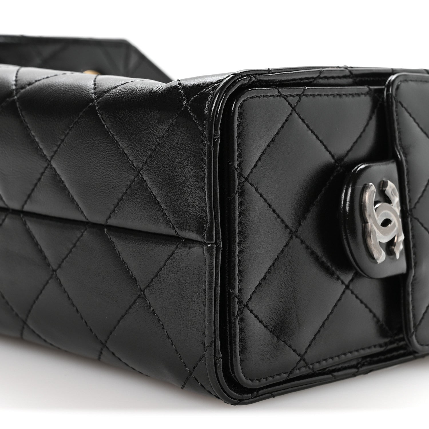 Chanel Shiny Crumpled Calfskin Quilted Mini Chanel 25 Handbag Black 10 of 11