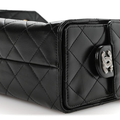 Chanel Shiny Crumpled Calfskin Quilted Mini Chanel 25 Handbag Black 10 of 11