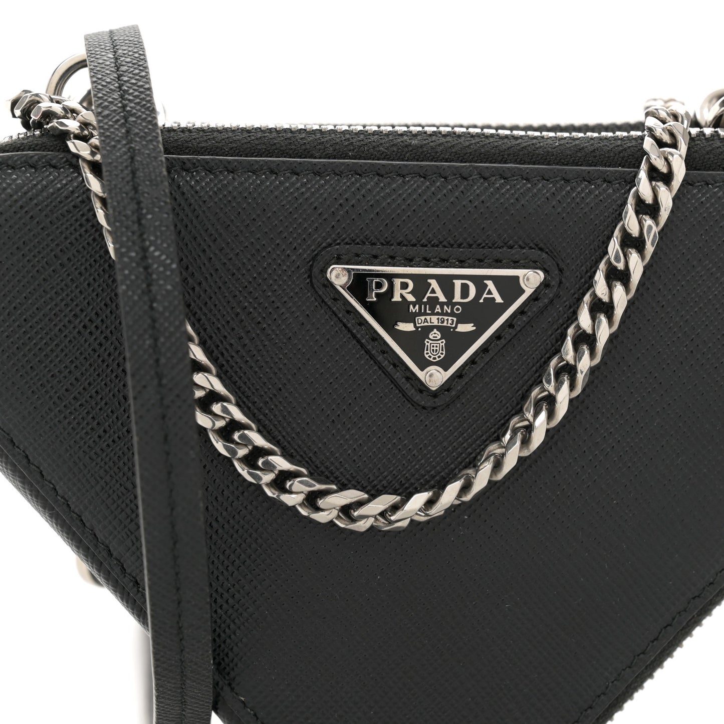 Saffiano Mini Triangle Crossbody Pouch Black