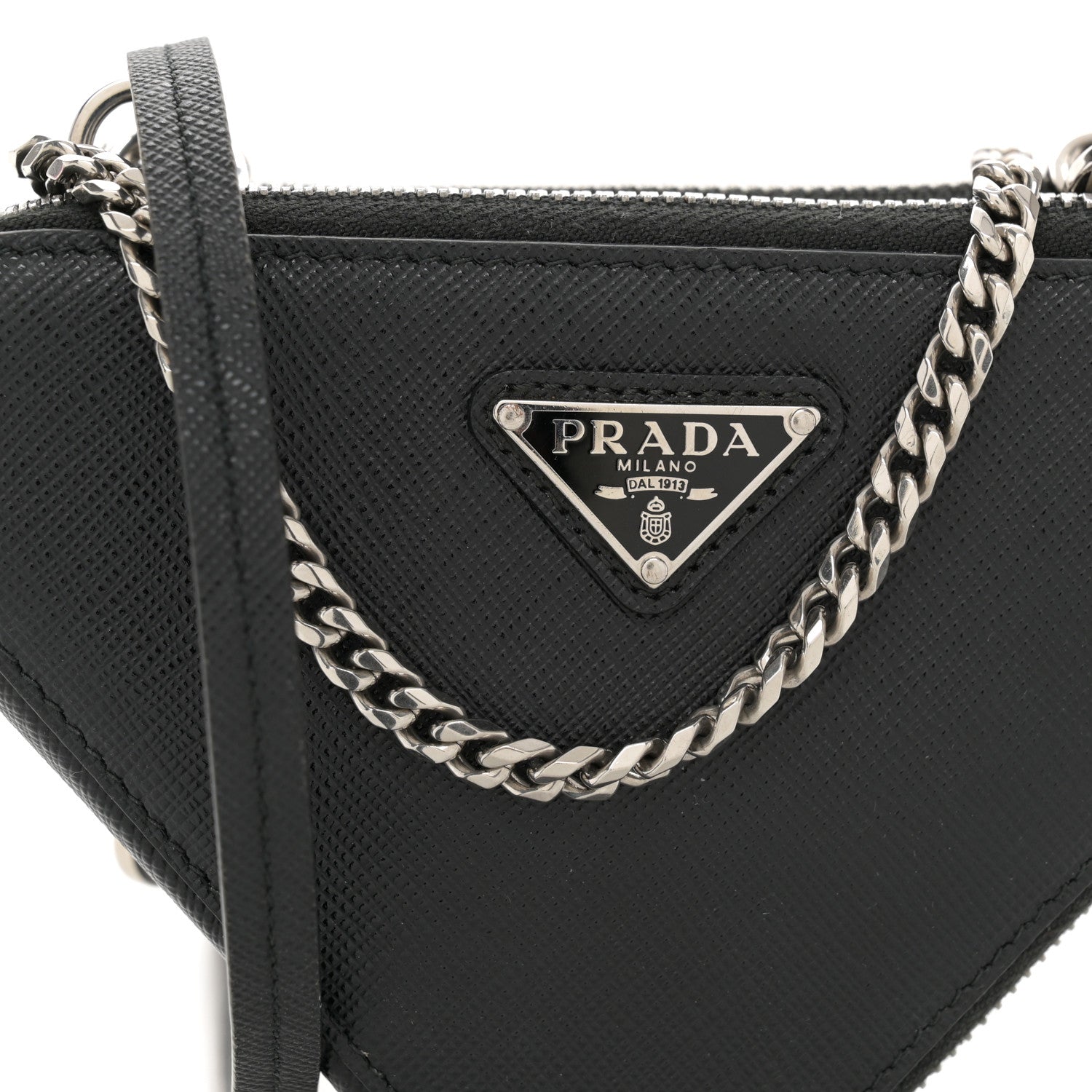 Prada Saffiano Mini Triangle Crossbody Pouch Black 8 of 12