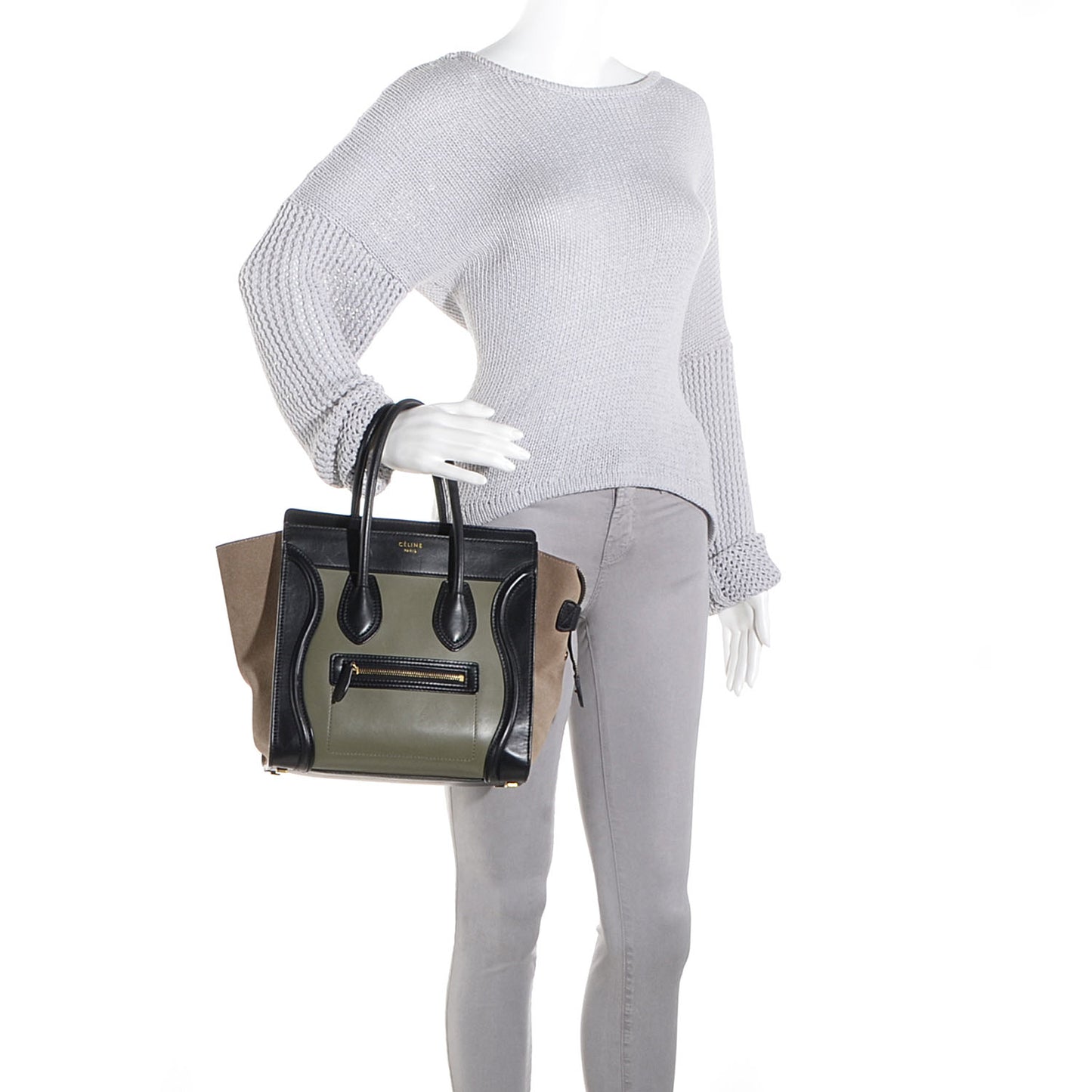 Satin Calfskin Suede Micro Tri-Color Luggage Almond