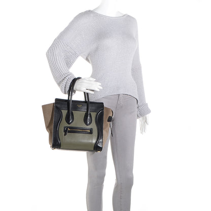 Celine Satin Calfskin Suede Micro Tri-Color Luggage Almond 2 of 9