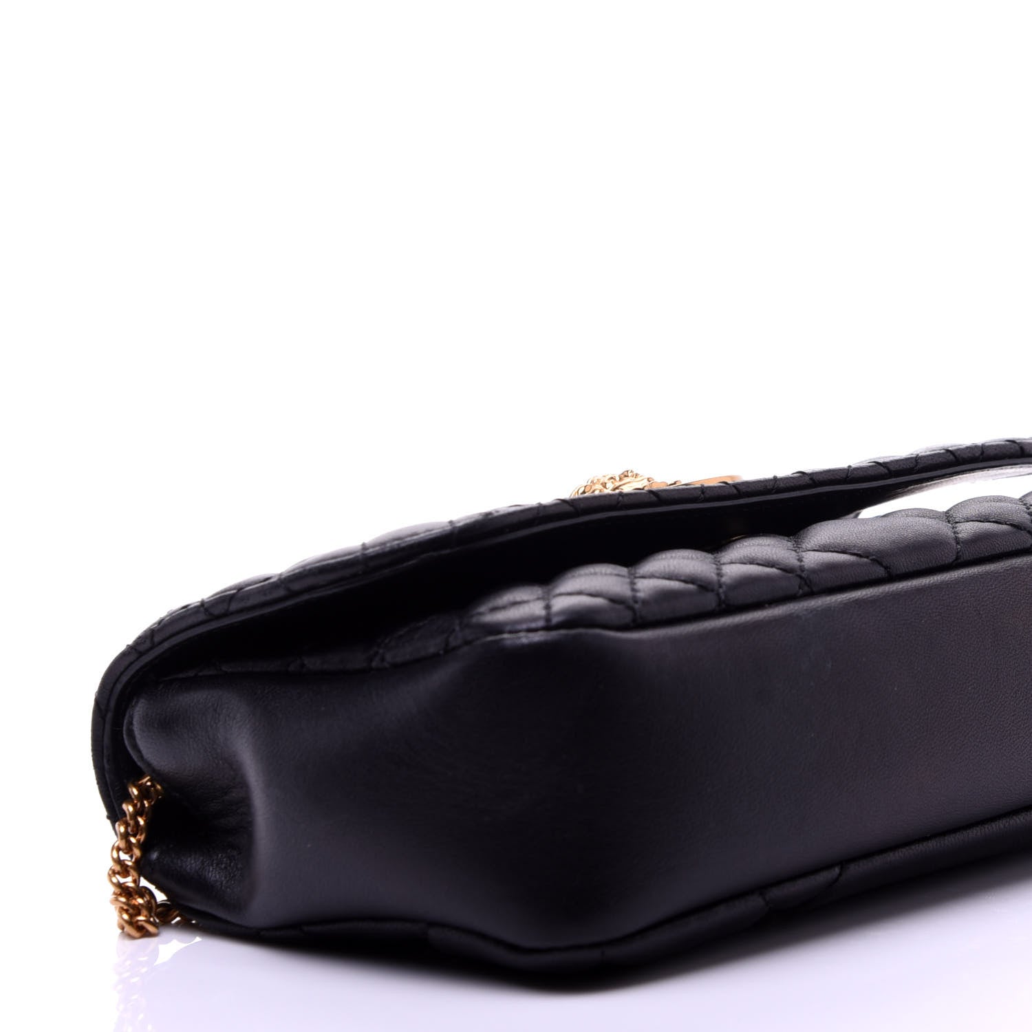 Versace Nappa Quilted Trapuntata Tribute Wallet Chain Crossbody Black 4 of 11
