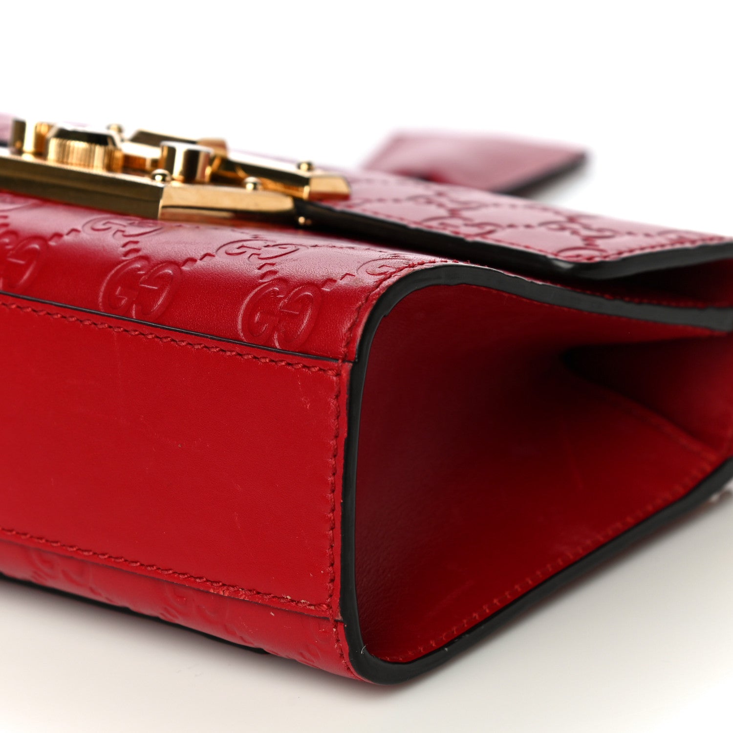 Gucci Guccissima Small Padlock Shoulder Bag Hibiscus Red 6 of 19
