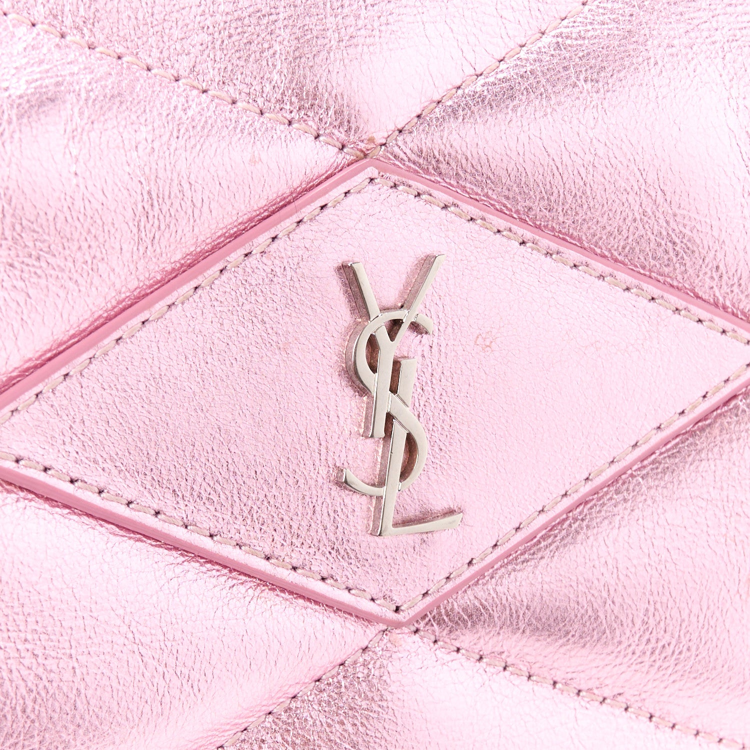 Saint Laurent Metallic Lambskin Quilted Sade Puffer Envelope Clutch New Azalea 8 of 12