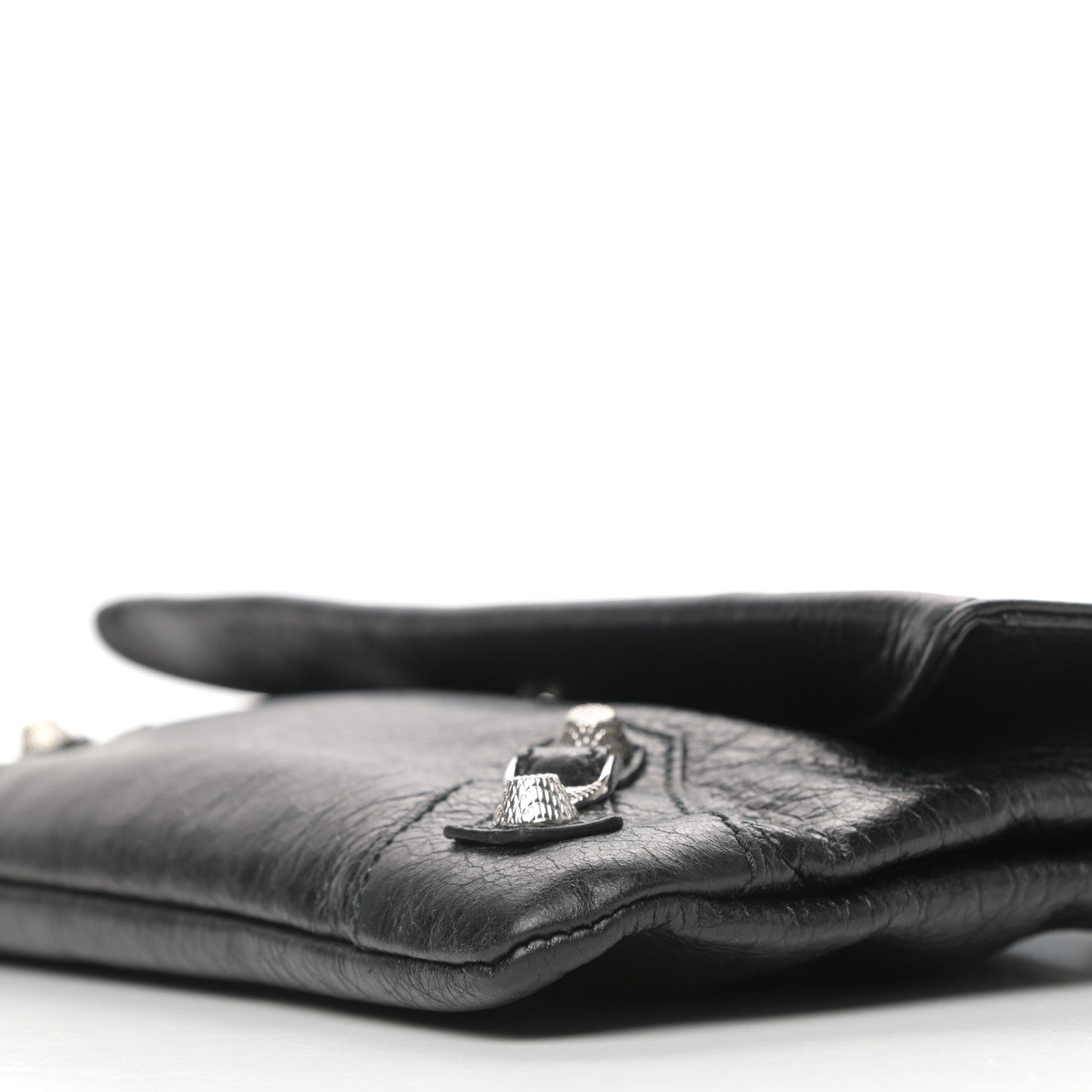 Balenciaga Agneau Giant 12 Silver Hardware Envelope Strap Clutch Black 8 of 9