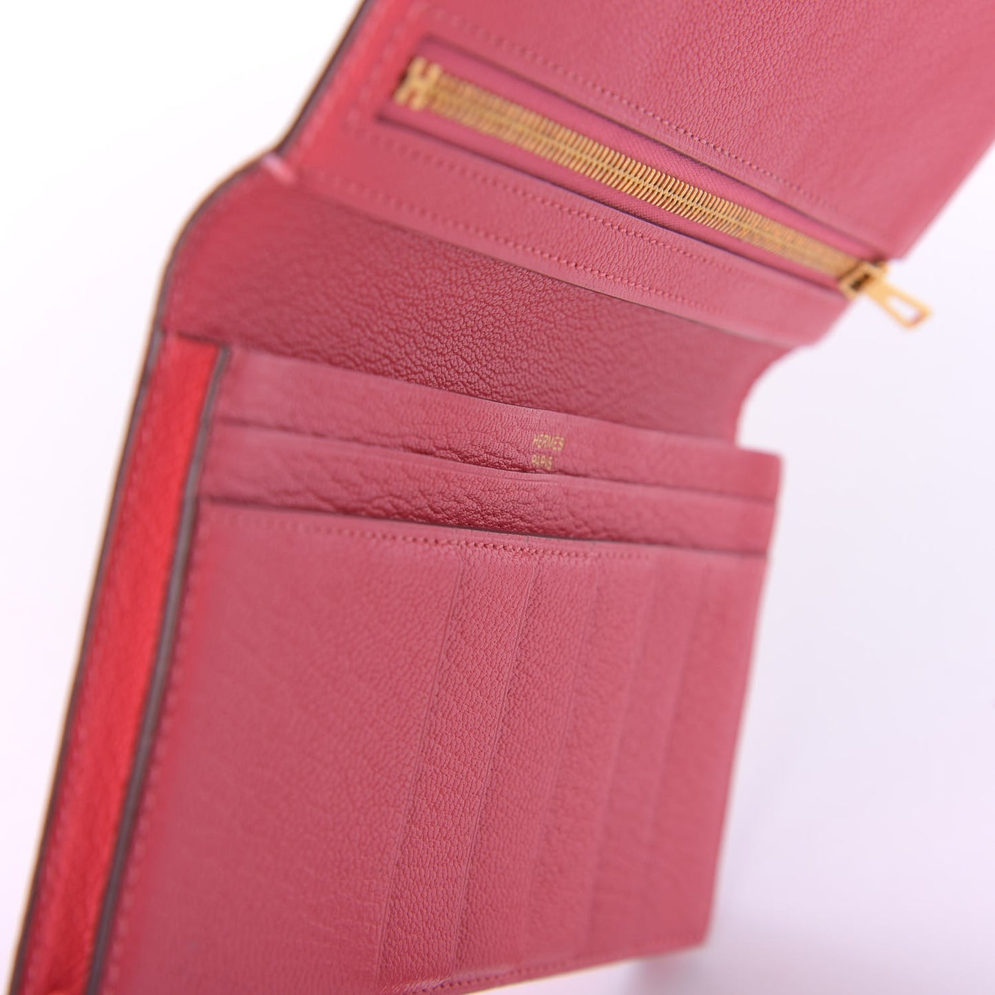 Chevre Mysore Bearn Gusset Wallet Rose Azalee