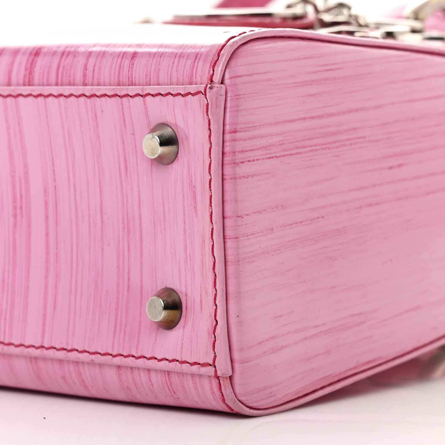 Christian Dior Wood Printed Glazed Calfskin Mini Lady Dior Pink 10 of 11
