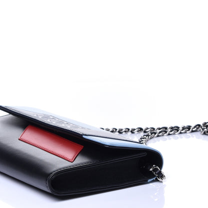 Chanel Lambskin Airlines Wallet On Chain WOC Blue Black Red 12 of 16