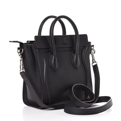 Celine Drummed Calfskin Nano Luggage Black 3 of 7