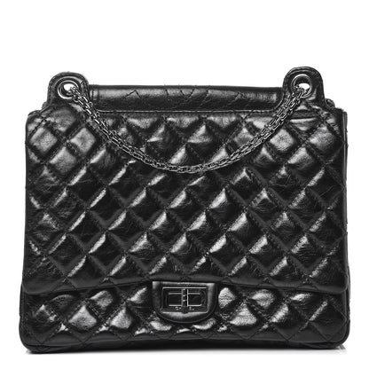 Chanel Metallic Aged Calfskin Quilted Reissue 2.55 Accordion Flap Black 1 of 8