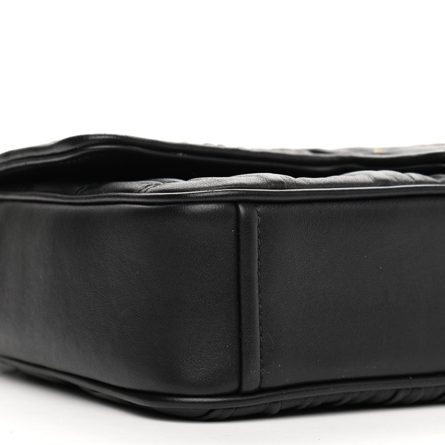 Nappa Gaufre Medium Chain Flap Shoulder Bag Black