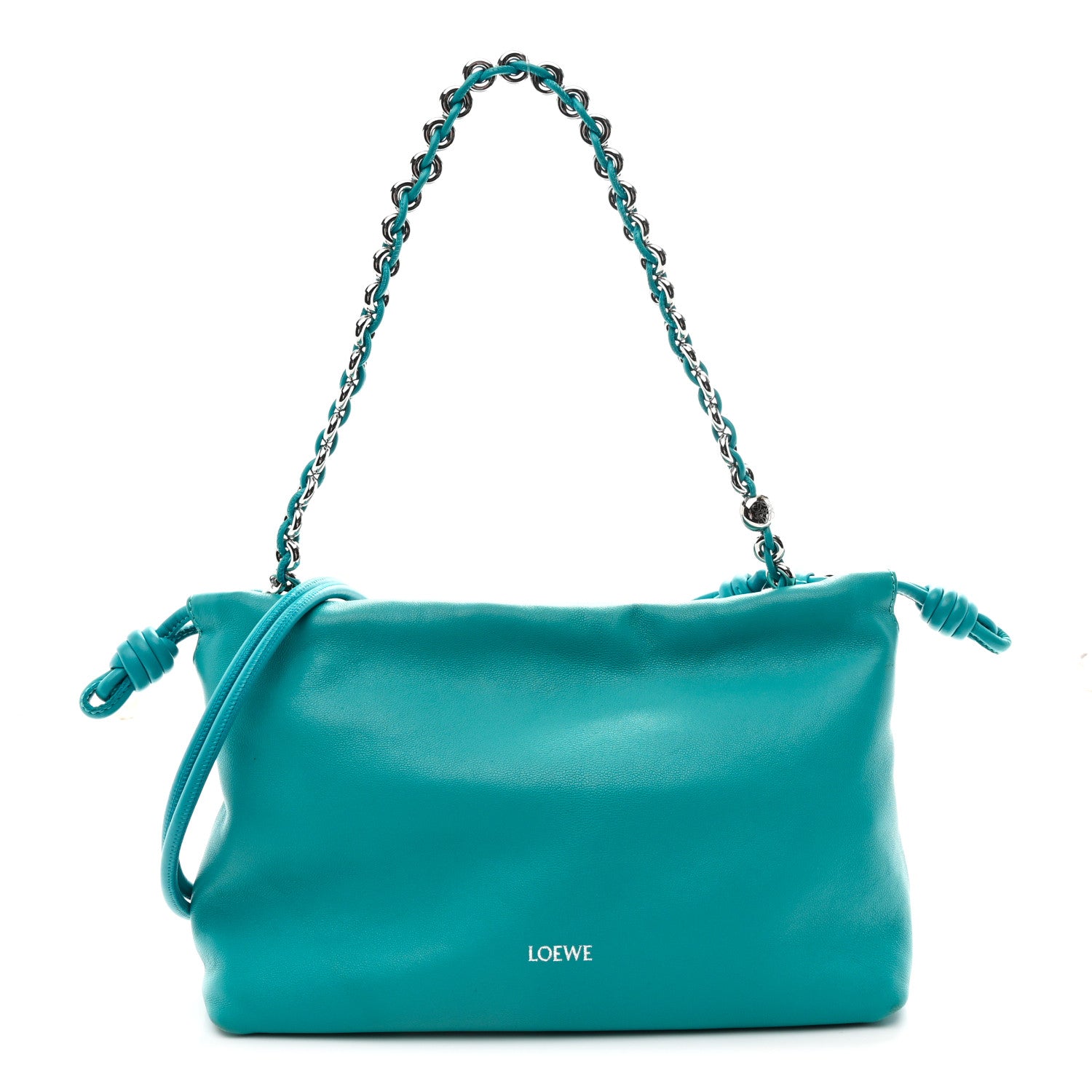 Loewe Mellow Nappa Medium Donut Chain Flamenco Knot Clutch Deep Turquoise 1 of 10
