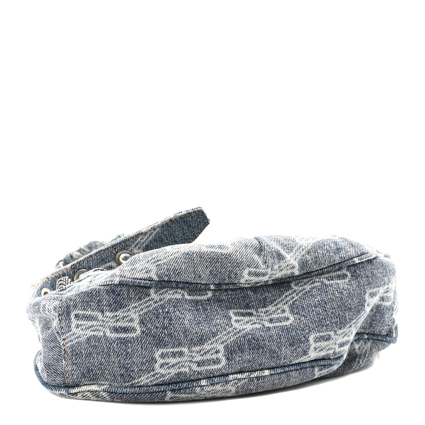 Bleached Denim BB Monogram Le Cagole Shoulder Bag XS Blue