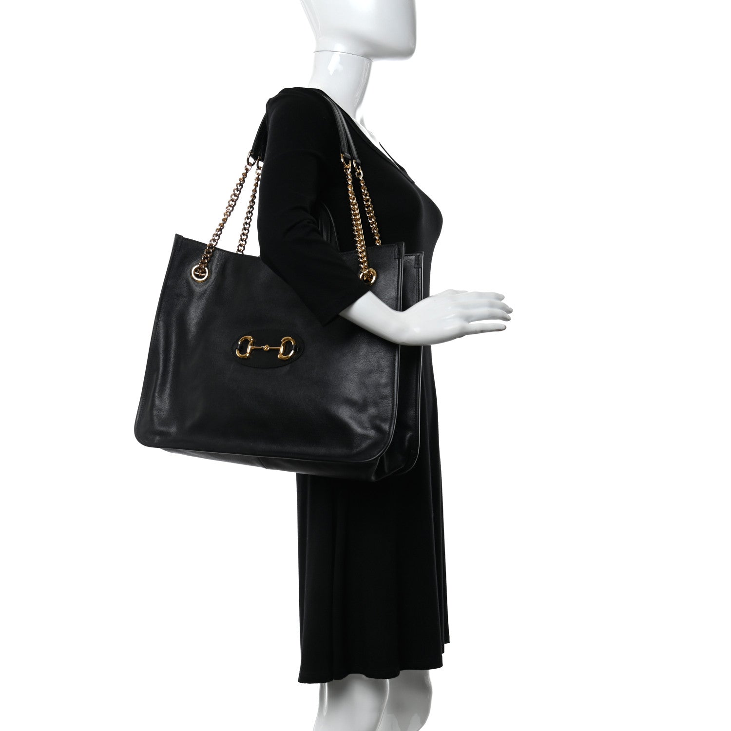 Gucci Calfskin Large Horsebit 1955 Tote Bag Black 2 of 10