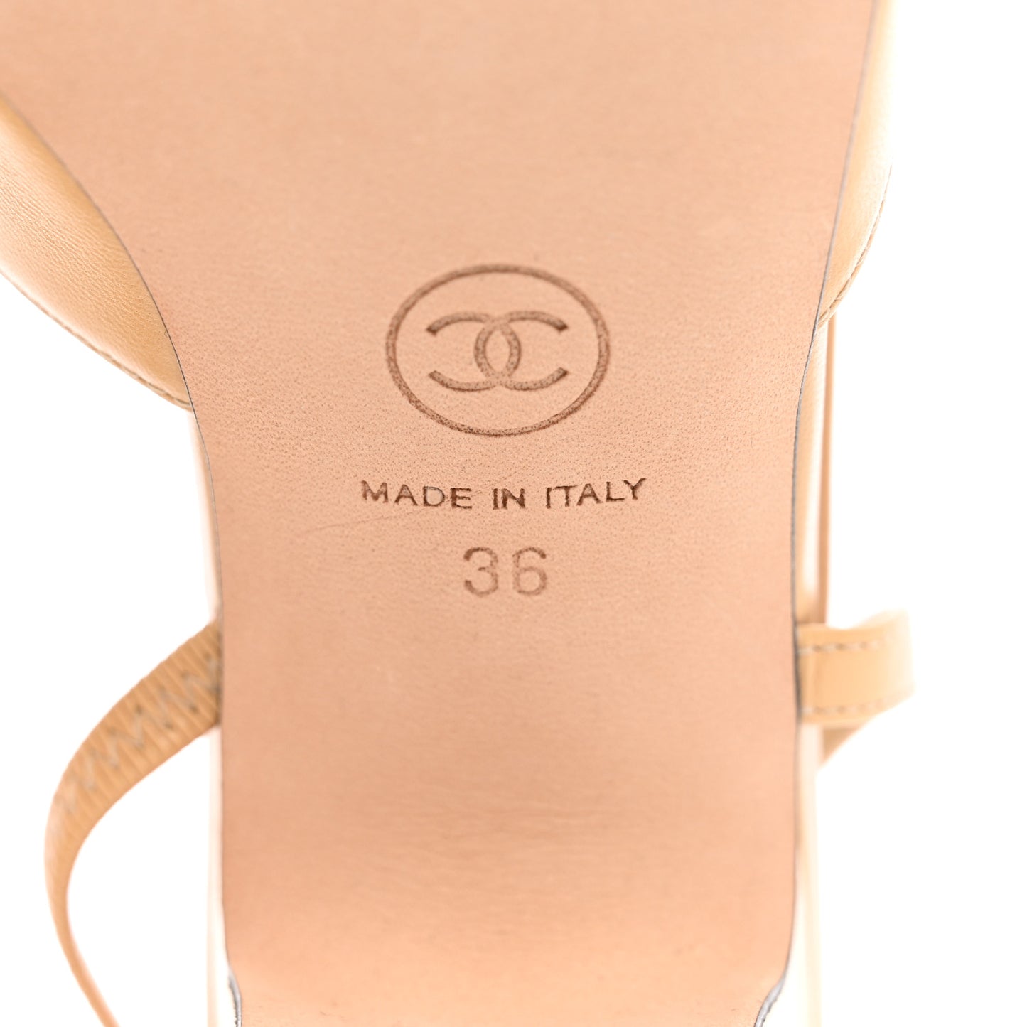 Goatskin Grosgrain Cap Toe CC Slingback Pumps 36 Beige Black