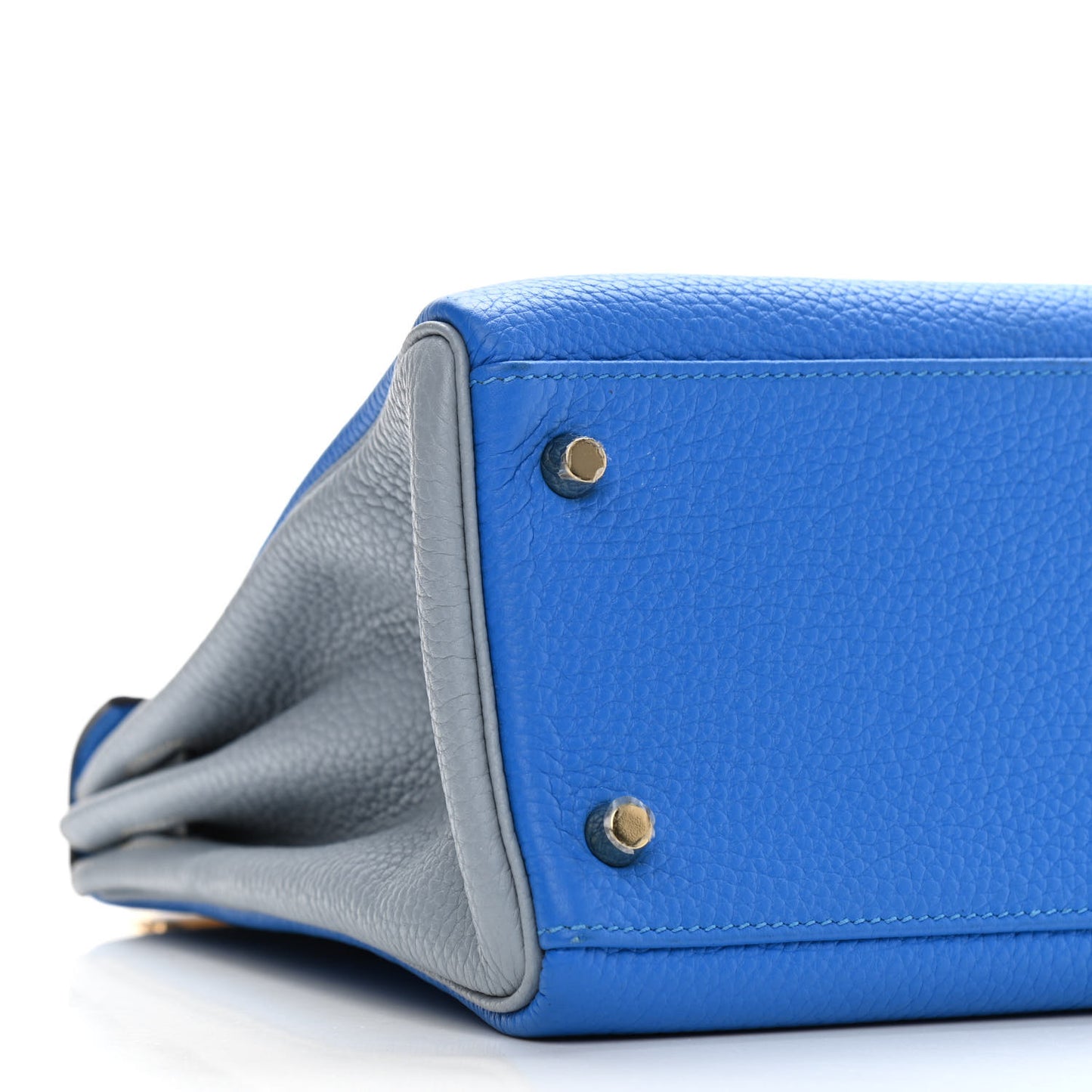 Taurillon Clemence Horseshoe Bi-Color Kelly Retourne 32 Bleu Hydra Bleu Lin
