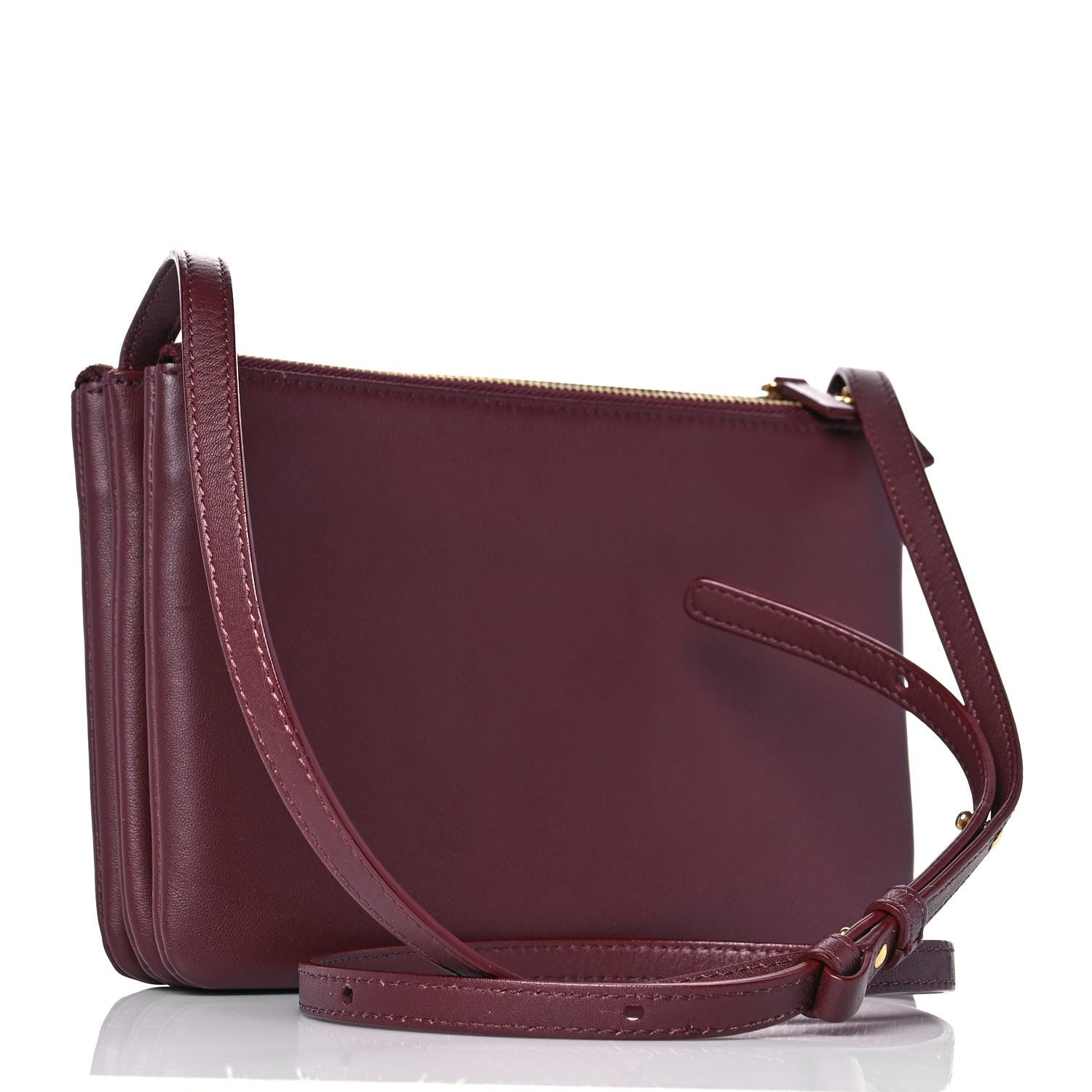 Celine Smooth Lambskin Small Trio Crossbody Bag Burgundy 3 of 10
