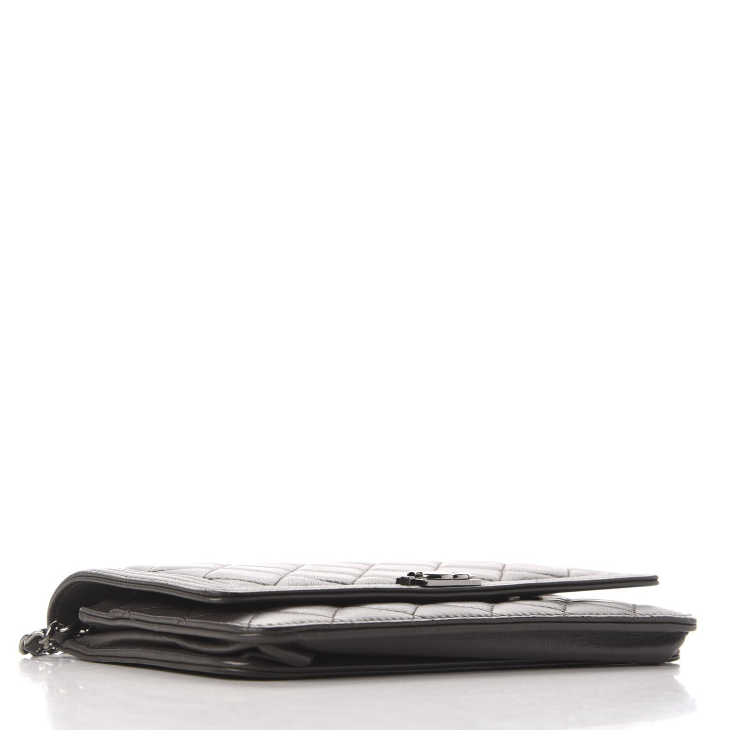 Lambskin Quilted Boy Wallet On Chain WOC Grey