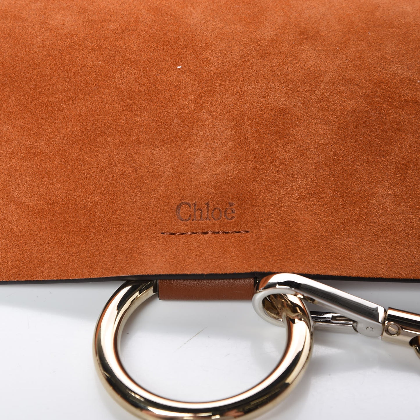 Suede Calfskin Small Faye Shoulder Bag Tobacco