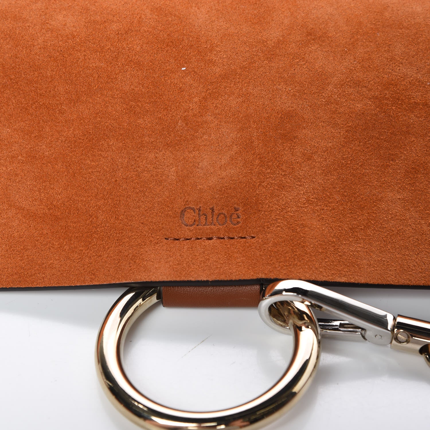 Chloe Suede Calfskin Small Faye Shoulder Bag Tobacco 6 of 10