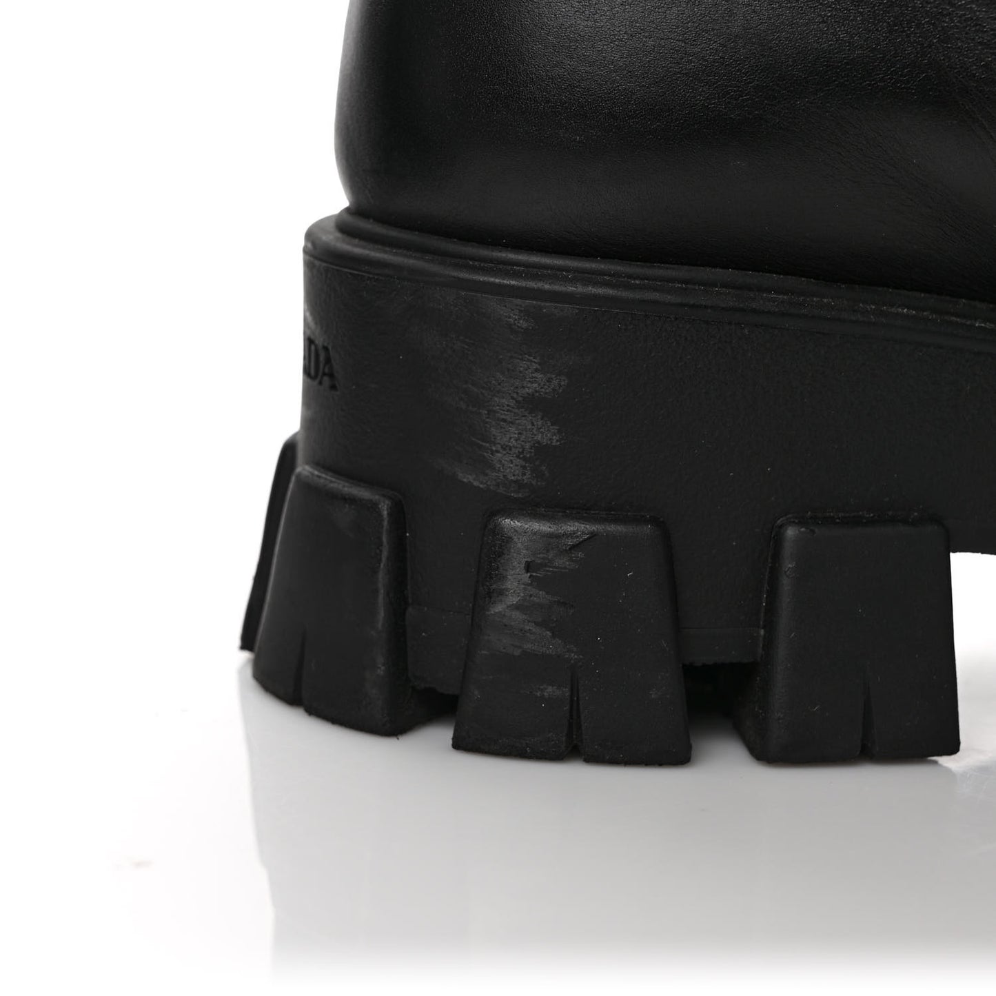 Vitello Lux Nylon Metal Triangle Logo Monolith Pouch Pocket 55mm Tall Combat Boots 37 Black