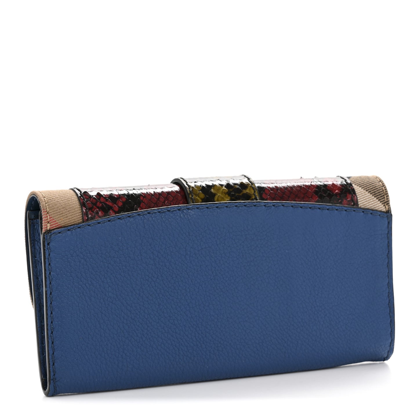 Snakeskin House Check Buckle Detail Flap Wallet Multicolor