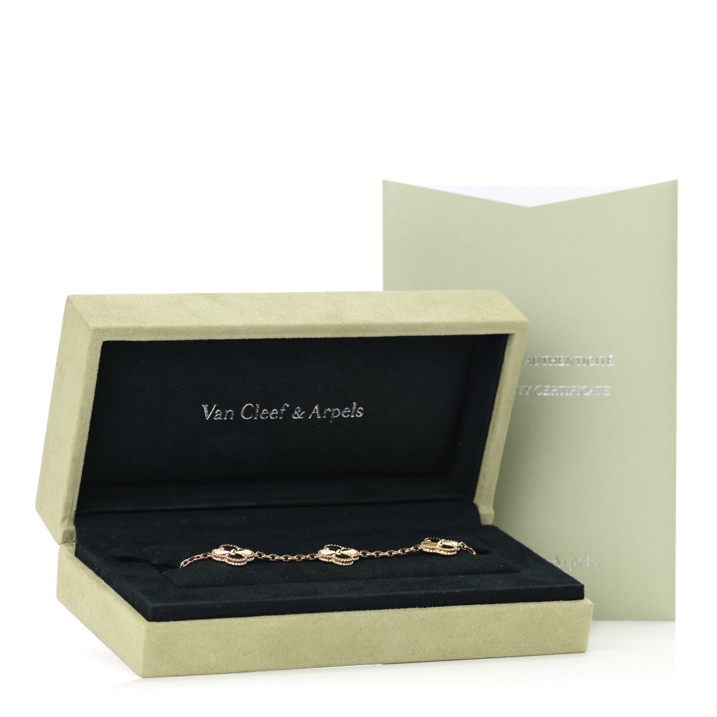 18K Yellow Gold 5 Motifs Guilloche Vintage Alhambra Bracelet