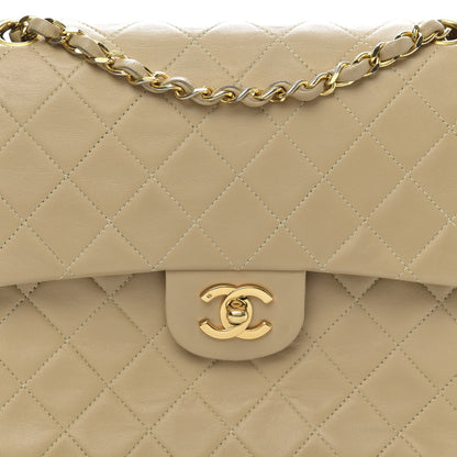 Chanel Lambskin Quilted Medium Double Flap Beige 14 of 14