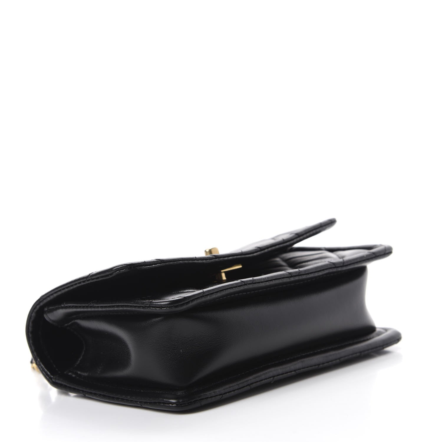 Chanel Shiny Lambskin Flap Clutch With Chain Black 4 of 11
