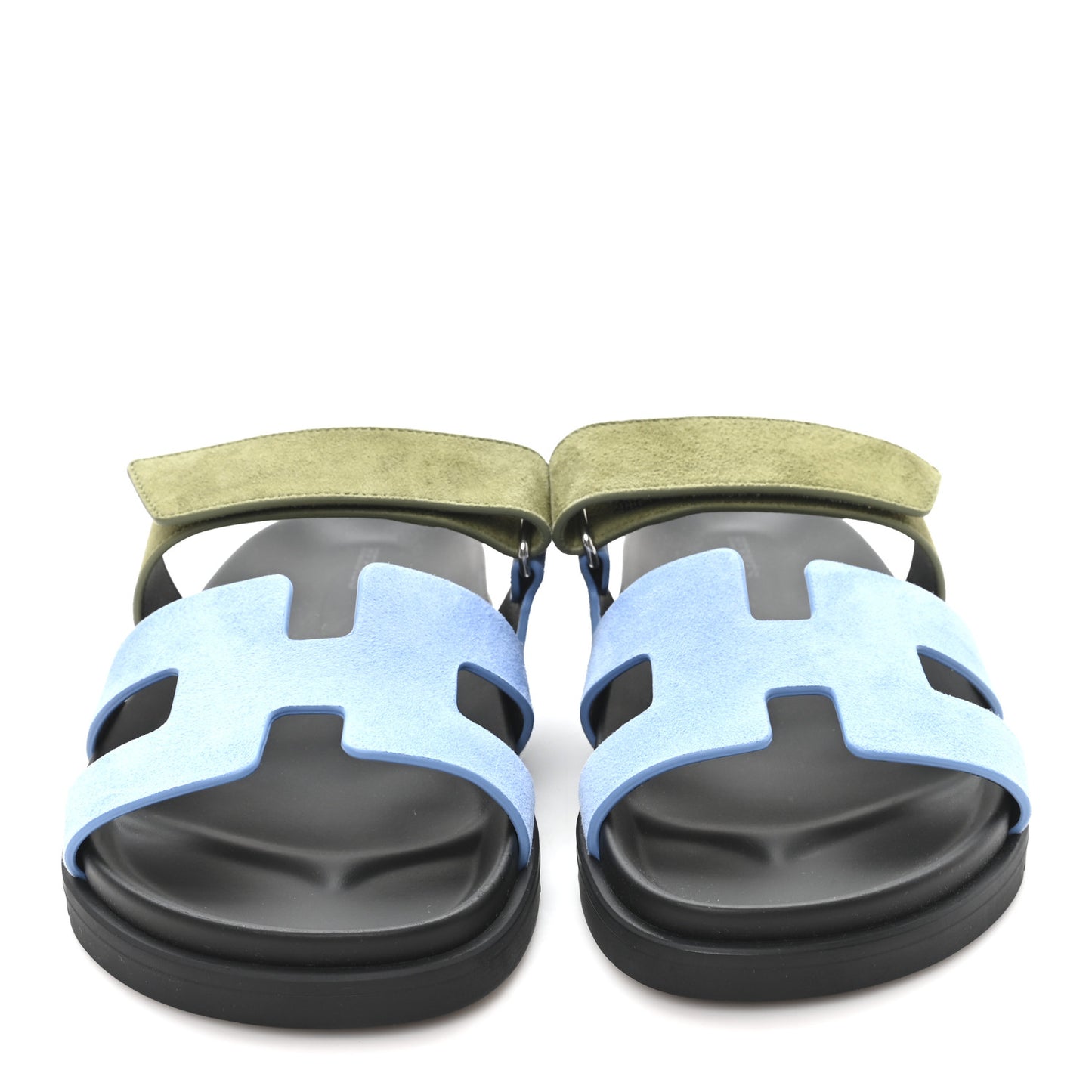 Suede Goatskin Womens Chypre Sandals 39 Bleu Cameo Vert