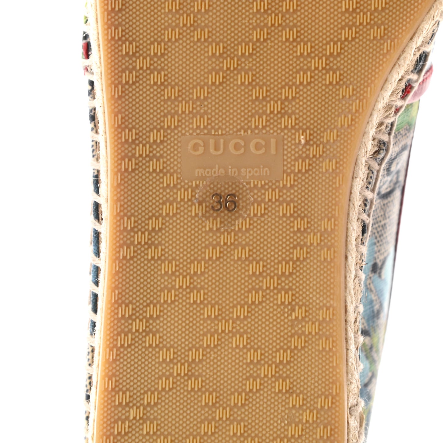 GG Supreme Monogram Blooms Espadrilles 36 Beige Blue Navy Hibiscus Red