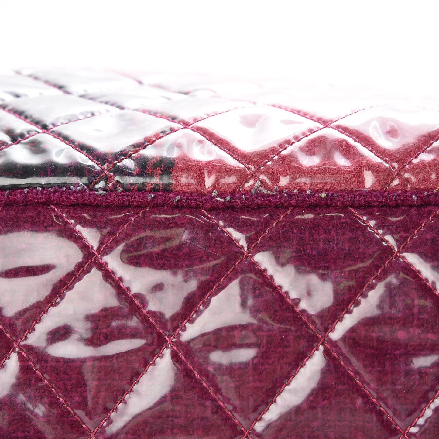 Vinyl Funny Tweed Patchwork Tote Fuchsia