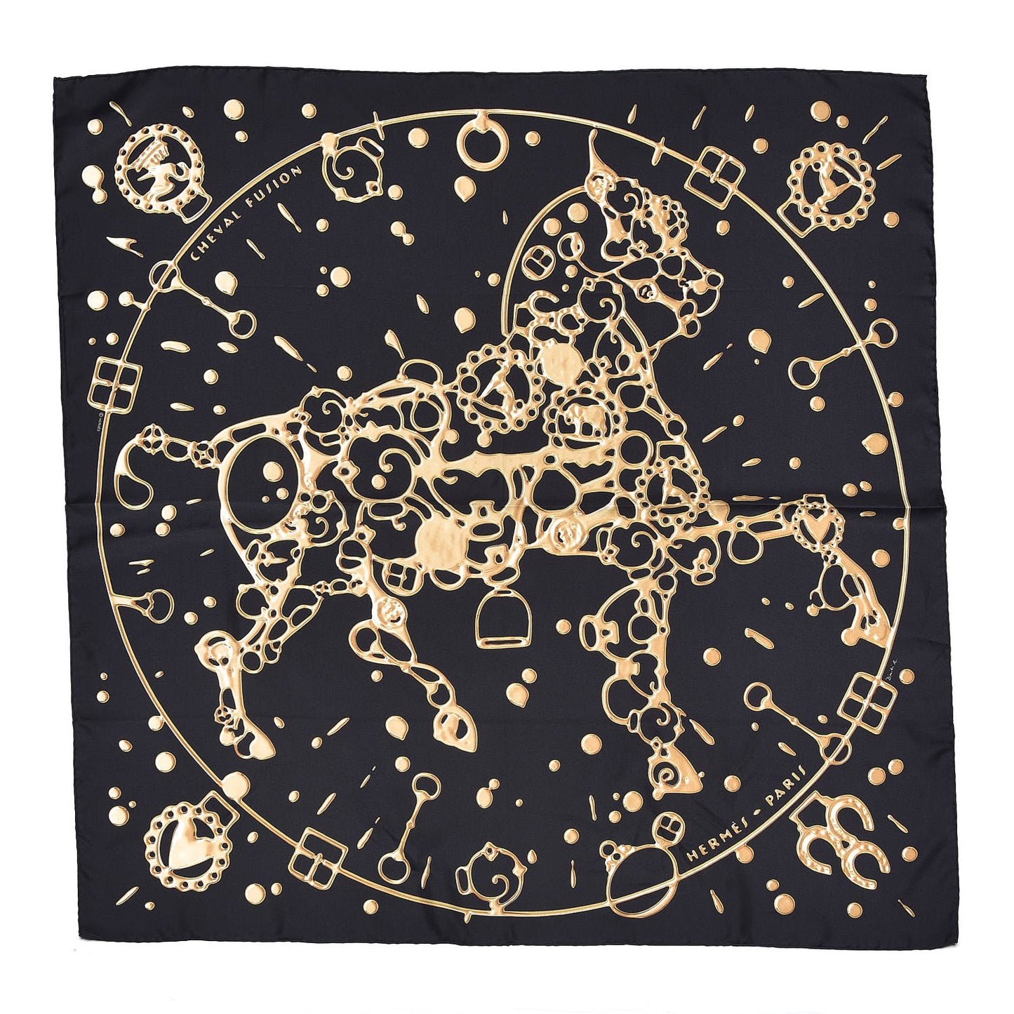 Silk Cheval Fusion Scarf 90 Black Dore