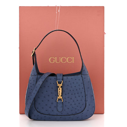 Gucci Ostrich Small Jackie 1961 Hobo Washed Indigo 11 of 11