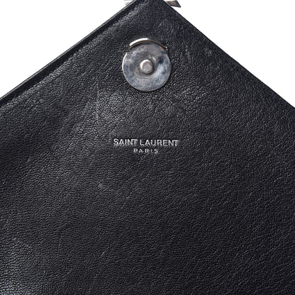 Saint Laurent Sheepskin Matelasse Chevron Monogram Medium College Bag Black 6 of 12
