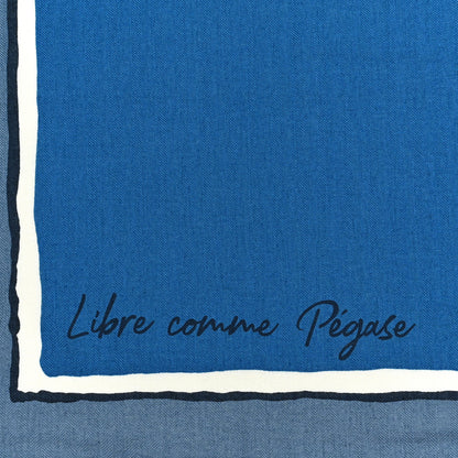 Hermes Cashmere Silk Libre Comme Pegase Shawl 140 Bleu Cobalt White 2 of 5