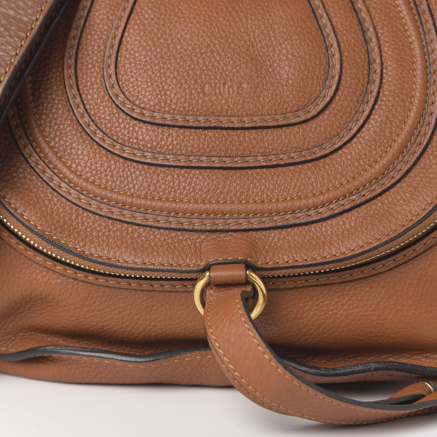 Chloe Calfskin Medium Marcie Round Zip Crossbody Bag Tan 8 of 12