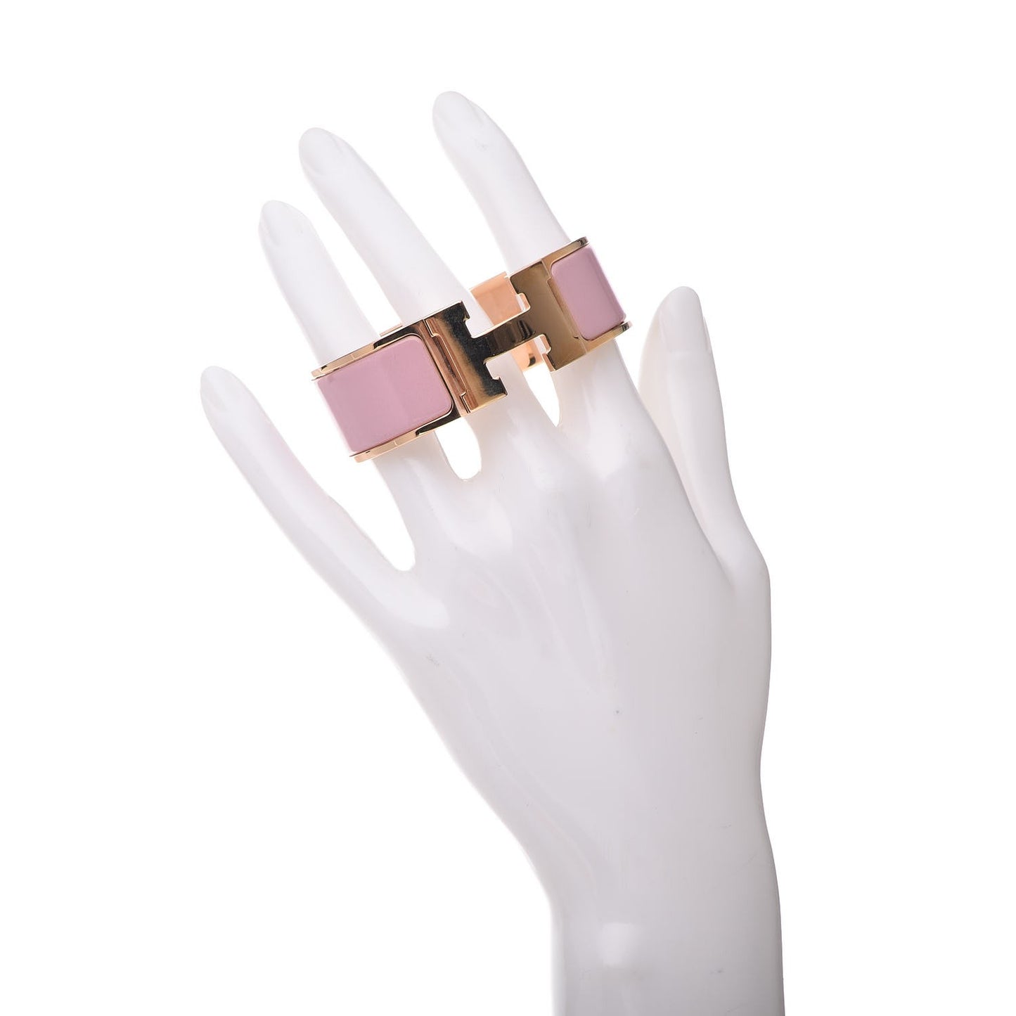 Enamel Wide Clic Clac H PM Bracelet Rose Nacarat
