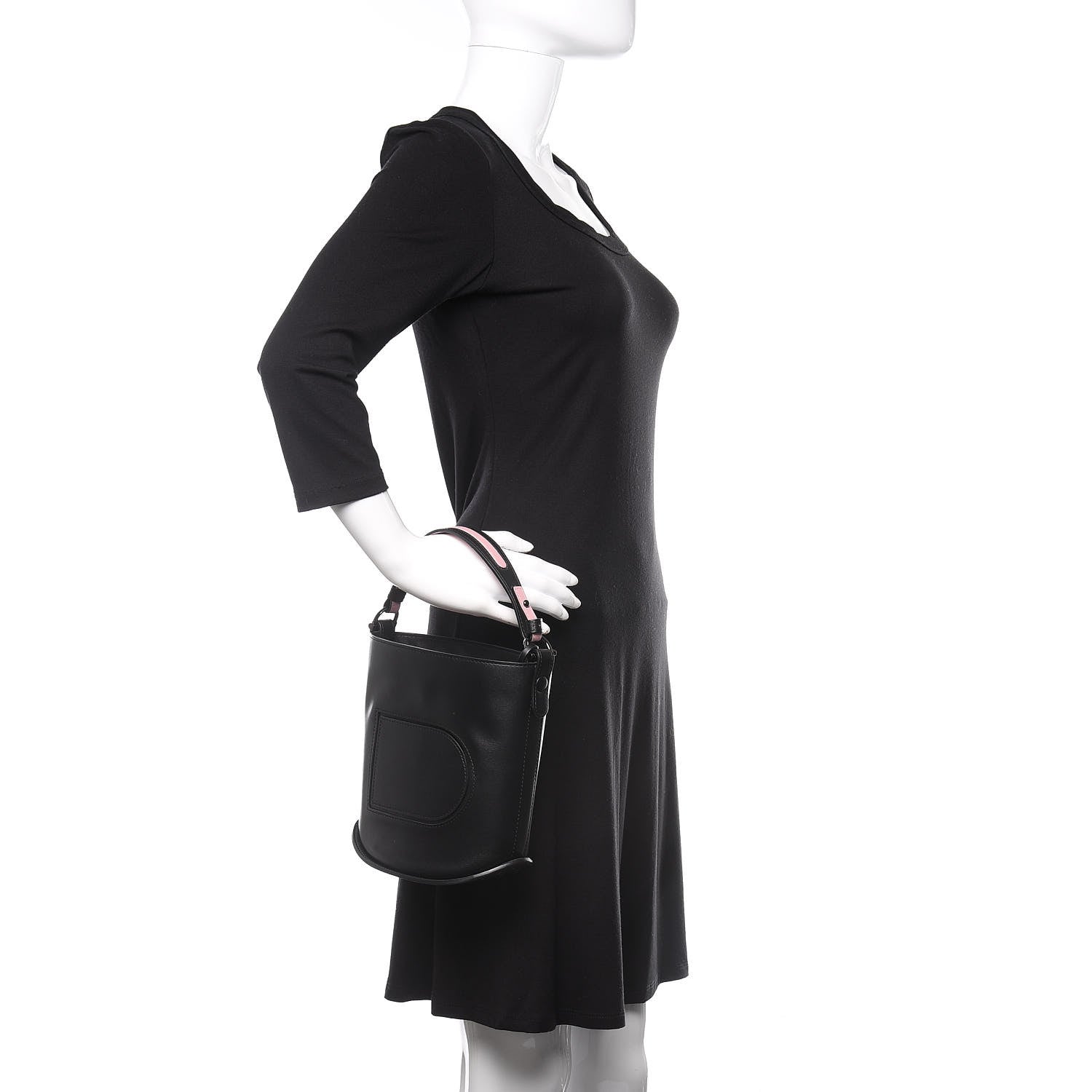 Delvaux Calfskin Mini Pin Bucket Black Pink 2 of 10