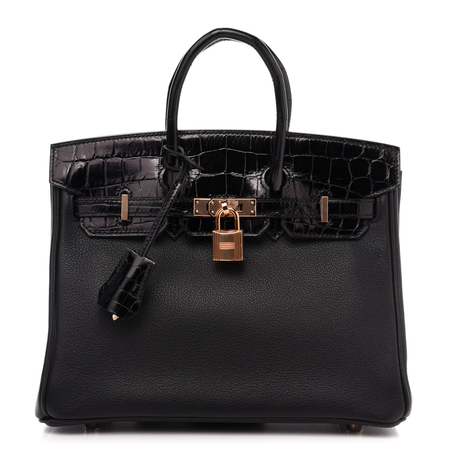 Hermes Taurillon Novillo Shiny Niloticus Crocodile Birkin Touch 25 Black 1 of 35