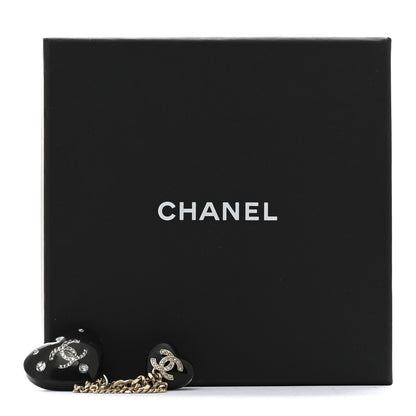 Chanel Resin Crystal CC Heart Multi Strand Chain Brooch Black Gold 5 of 5