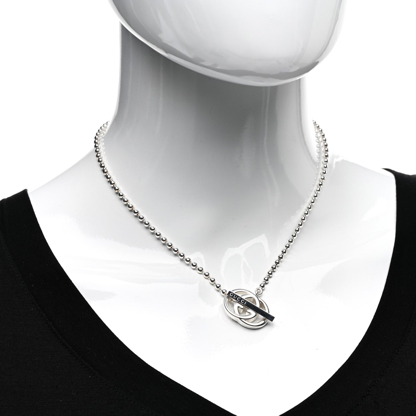 Sterling Silver Interlocking G Brit Toggle Necklace