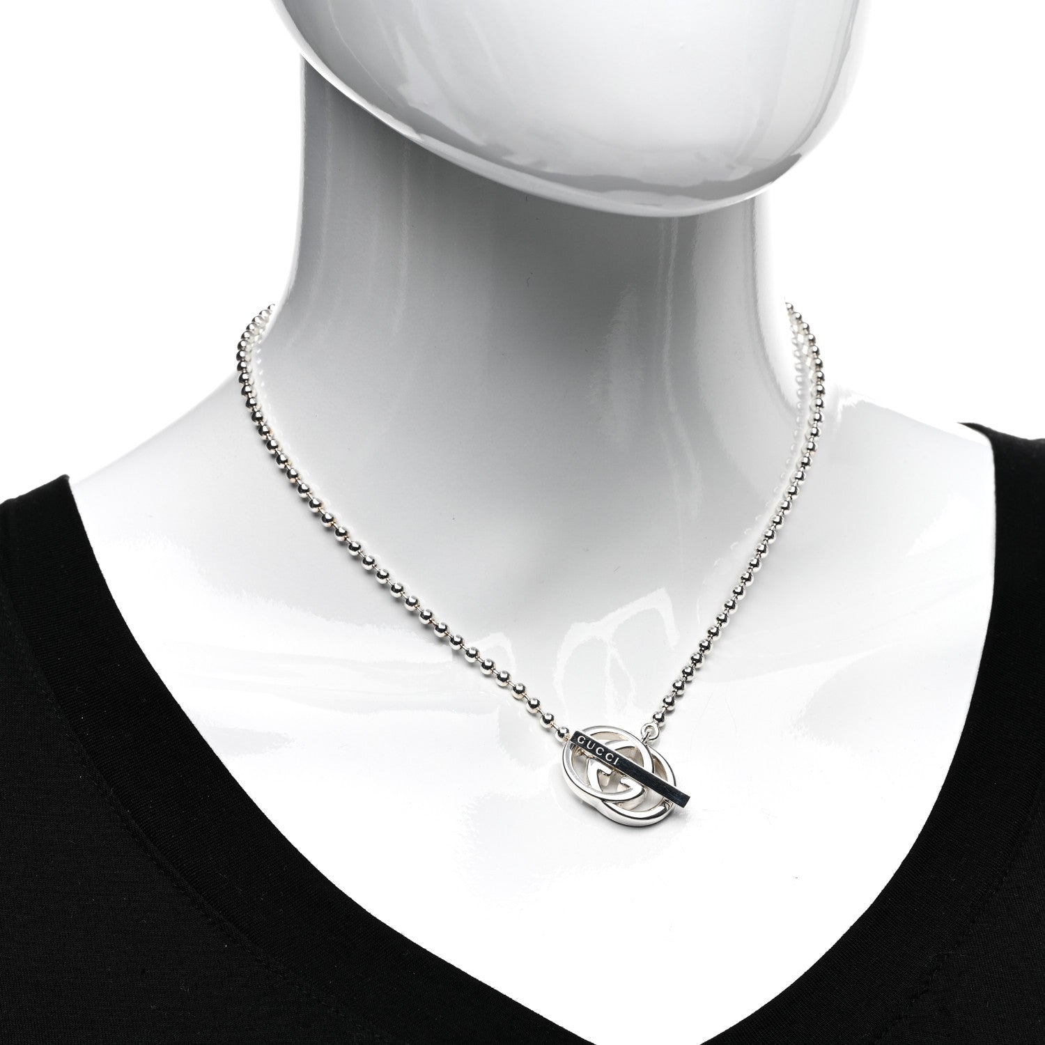 Gucci Sterling Silver Interlocking G Brit Toggle Necklace 2 of 4